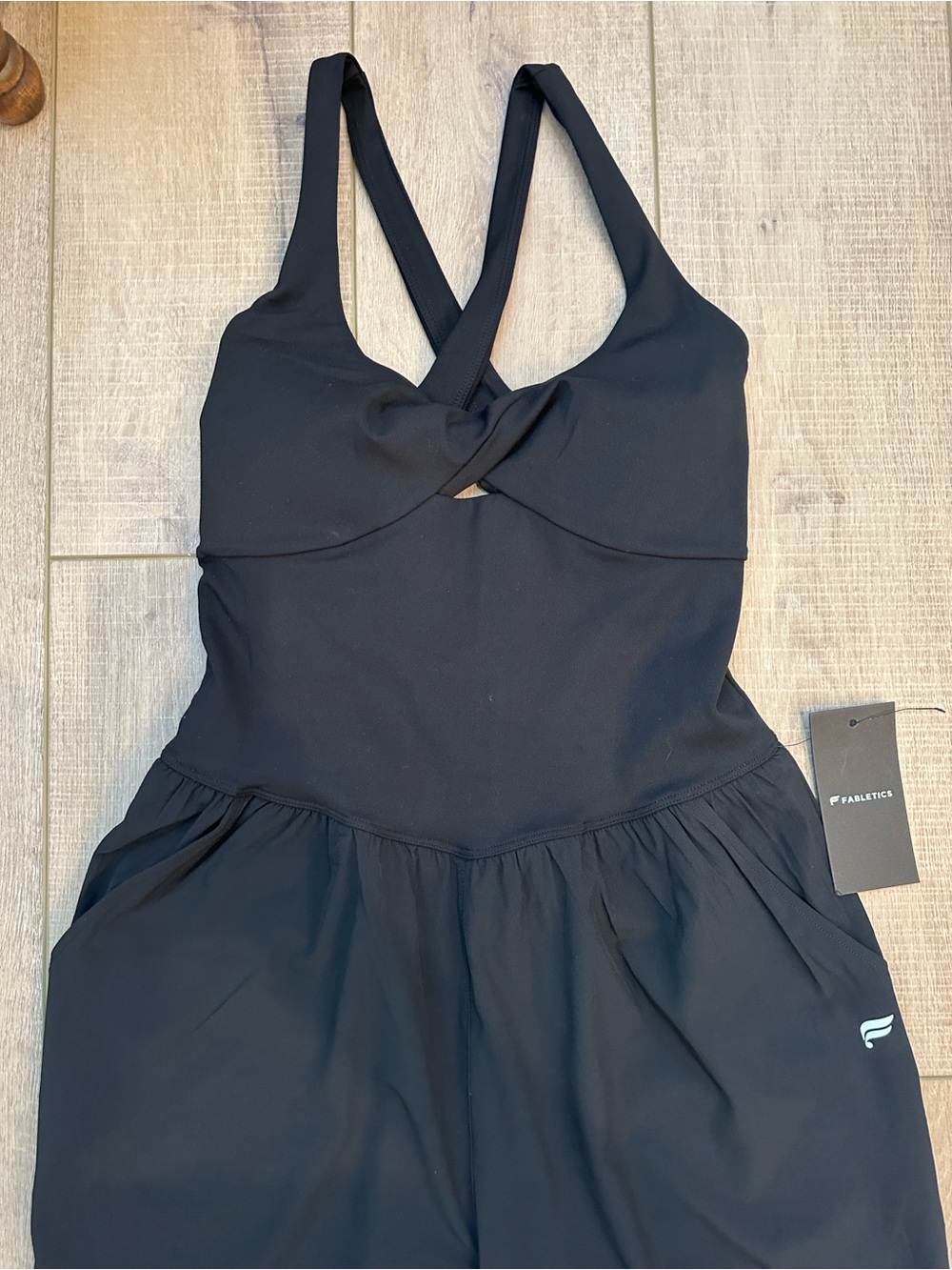 Fabletics Black Twist-Front Wide-Leg Jumpsuit - Picture 2 of 13